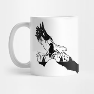 Black and White Eagle in nature with mountains Mug